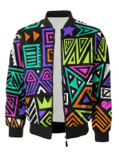 Geometric Print 80s Jacket
